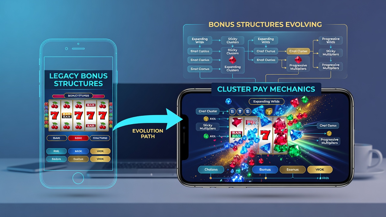 Mobile casino interface showing cluster symbols forming during a bonus round