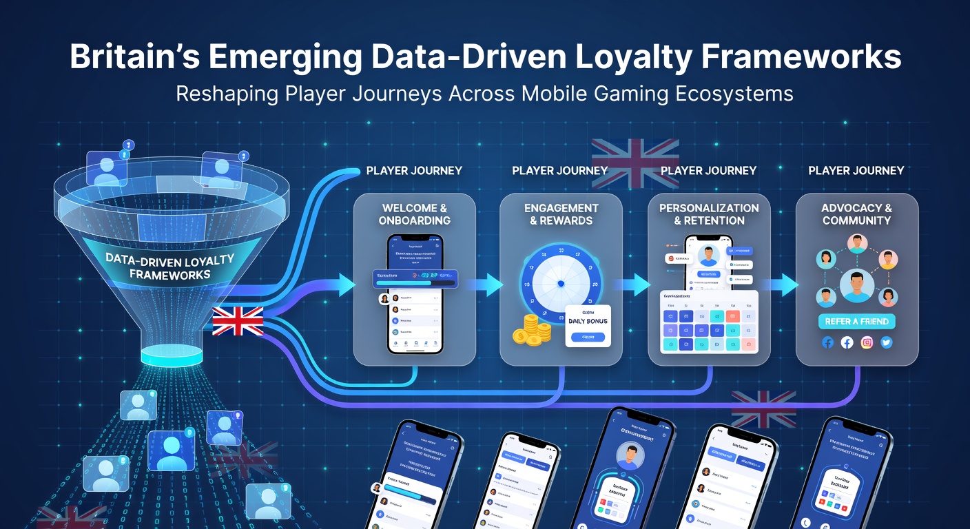 Visualization of data streams connecting mobile gaming interfaces and personalized loyalty rewards across British user devices
