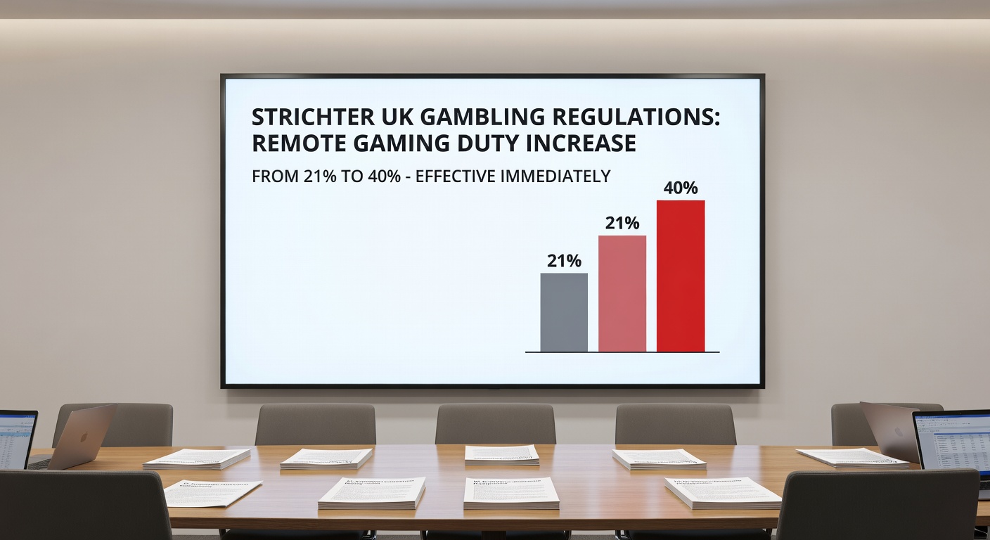 Visual of a small UK casino storefront with regulatory documents piling up, symbolizing the compliance burden on independents