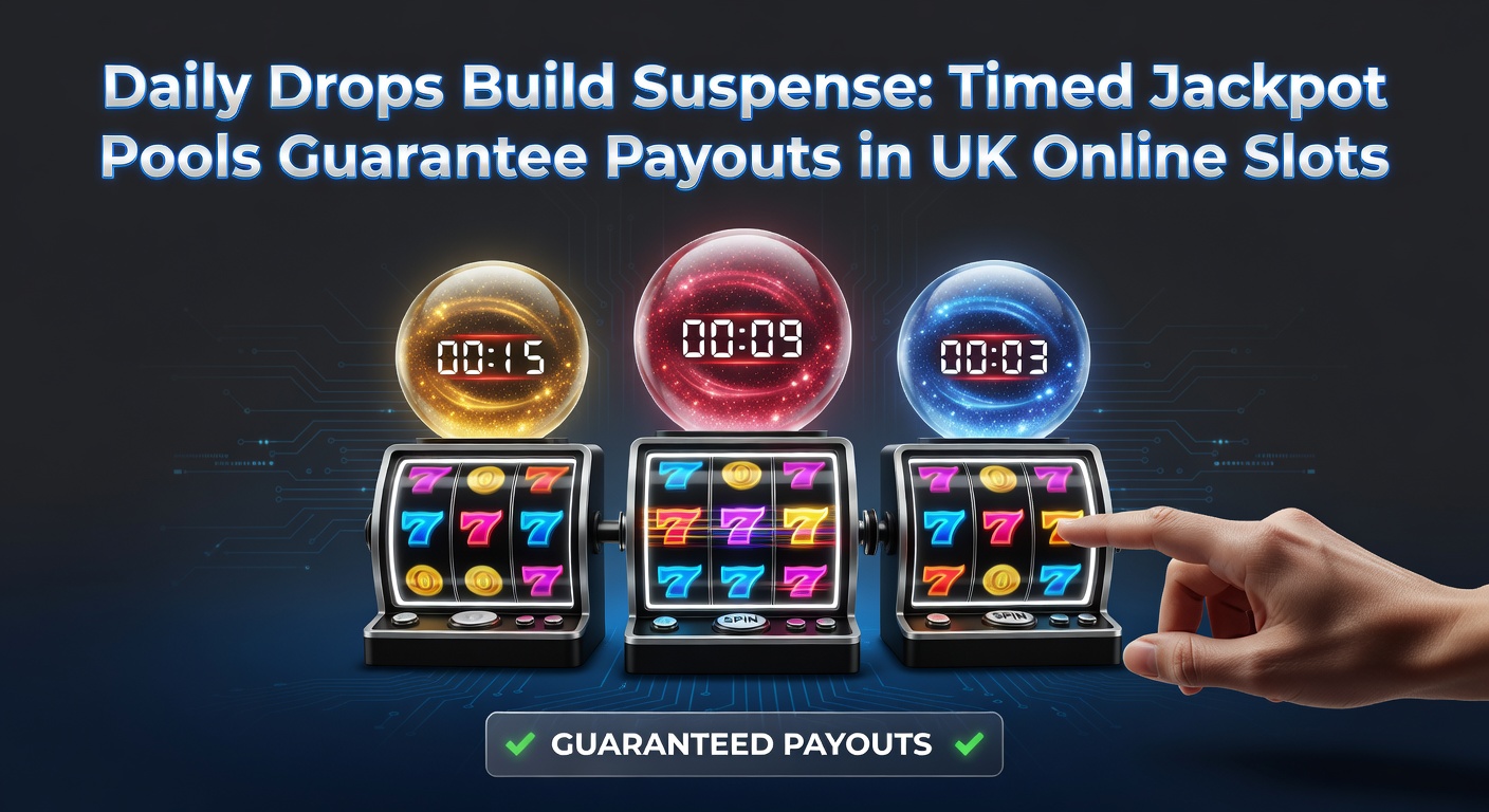 Vibrant online slot screen showing a ticking jackpot timer building suspense as symbols align for a daily drop payout