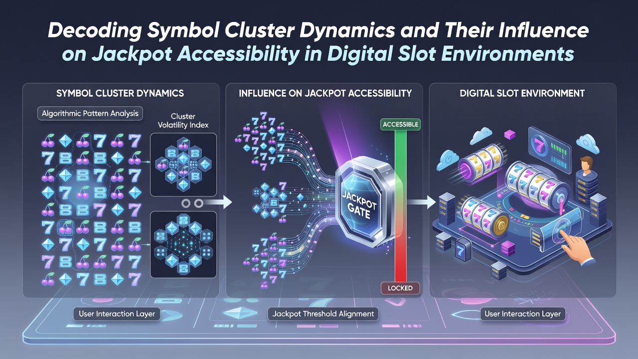 Close-up view of cascading symbols forming large clusters on a digital slot grid with jackpot meter visible