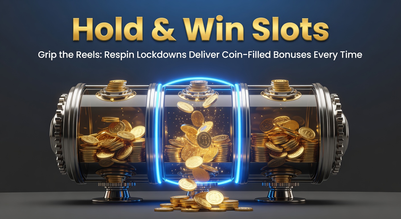 Vibrant slot reels locked in a Hold & Win feature, with glowing coin symbols stacking up for a massive bonus payout