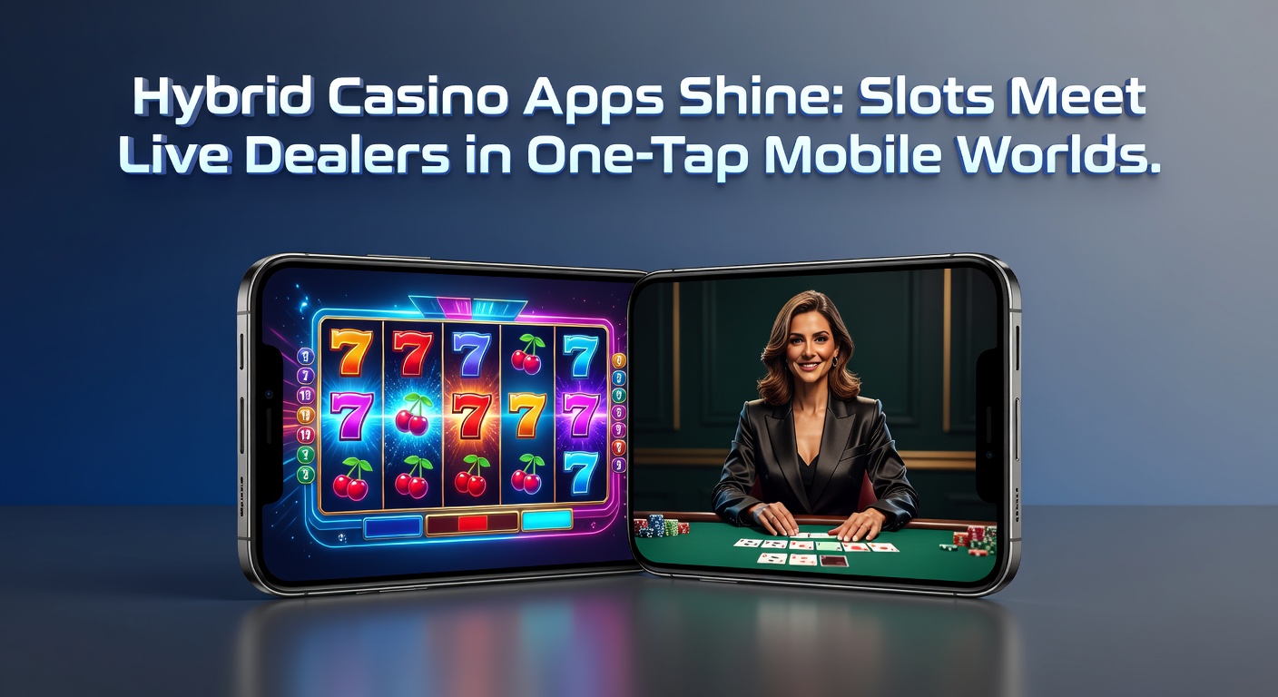 Smartphone screen displaying a hybrid casino app with slots spinning alongside a live dealer blackjack table, seamless one-tap navigation highlighted