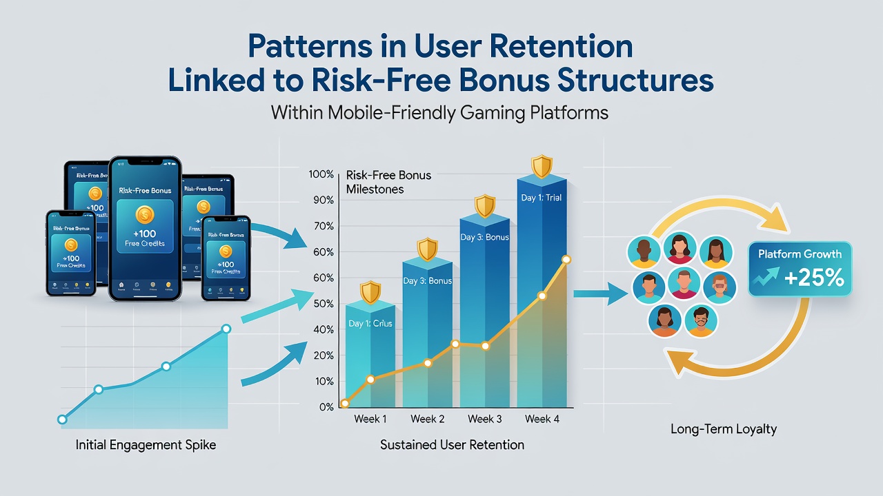 Analytics dashboard displaying user retention graphs linked to mobile bonus structures over time