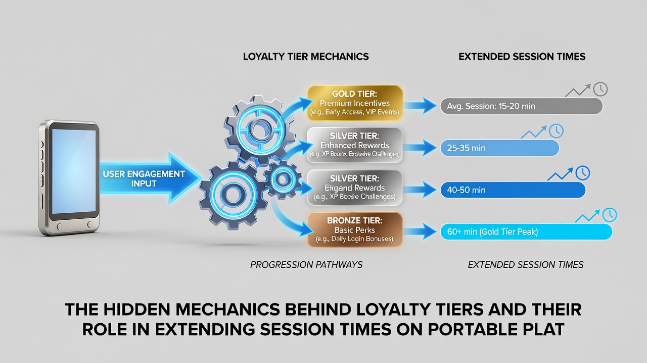 Chart displaying average session duration increases across loyalty tiers on portable gaming platforms